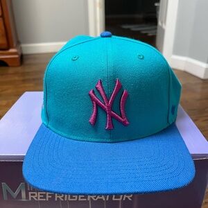 47 Teal and Black Cap with Pink Accent